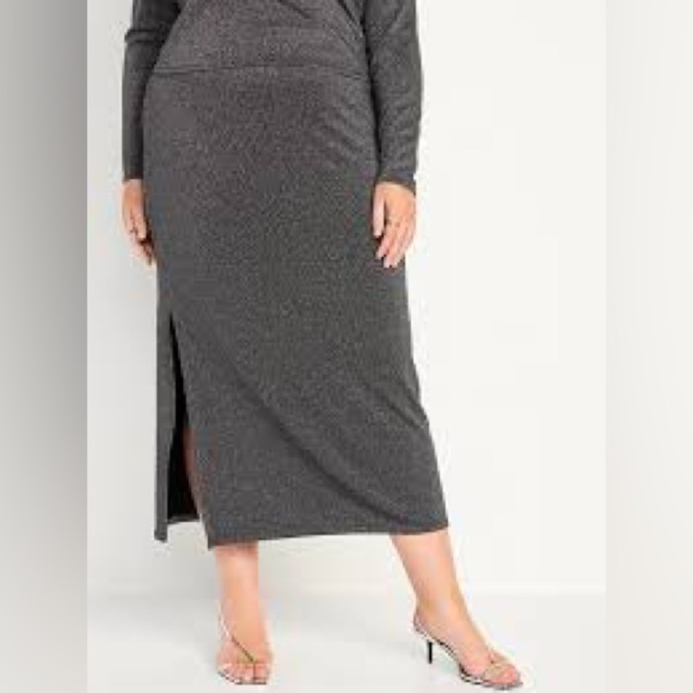 Old Navy High-Waisted Rib-Knit Shine Maxi Skirt Size 3X NWT